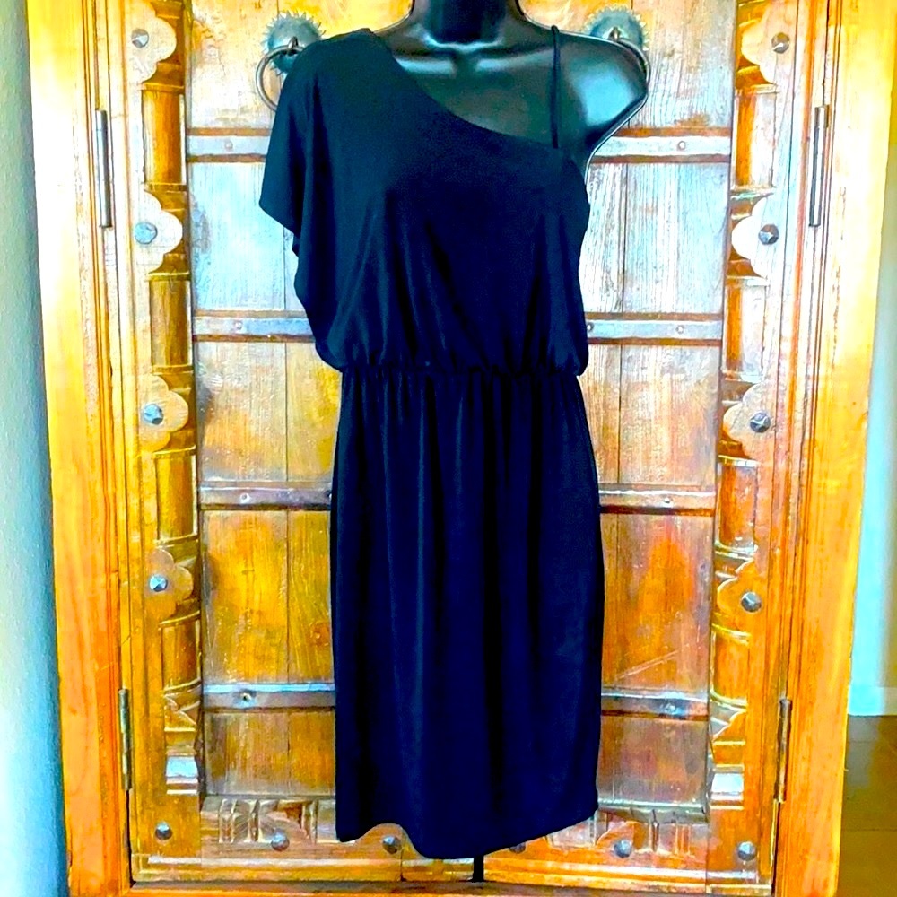 Carole Little Black One Shoulder Dress Size 6. Super cute and comfortable